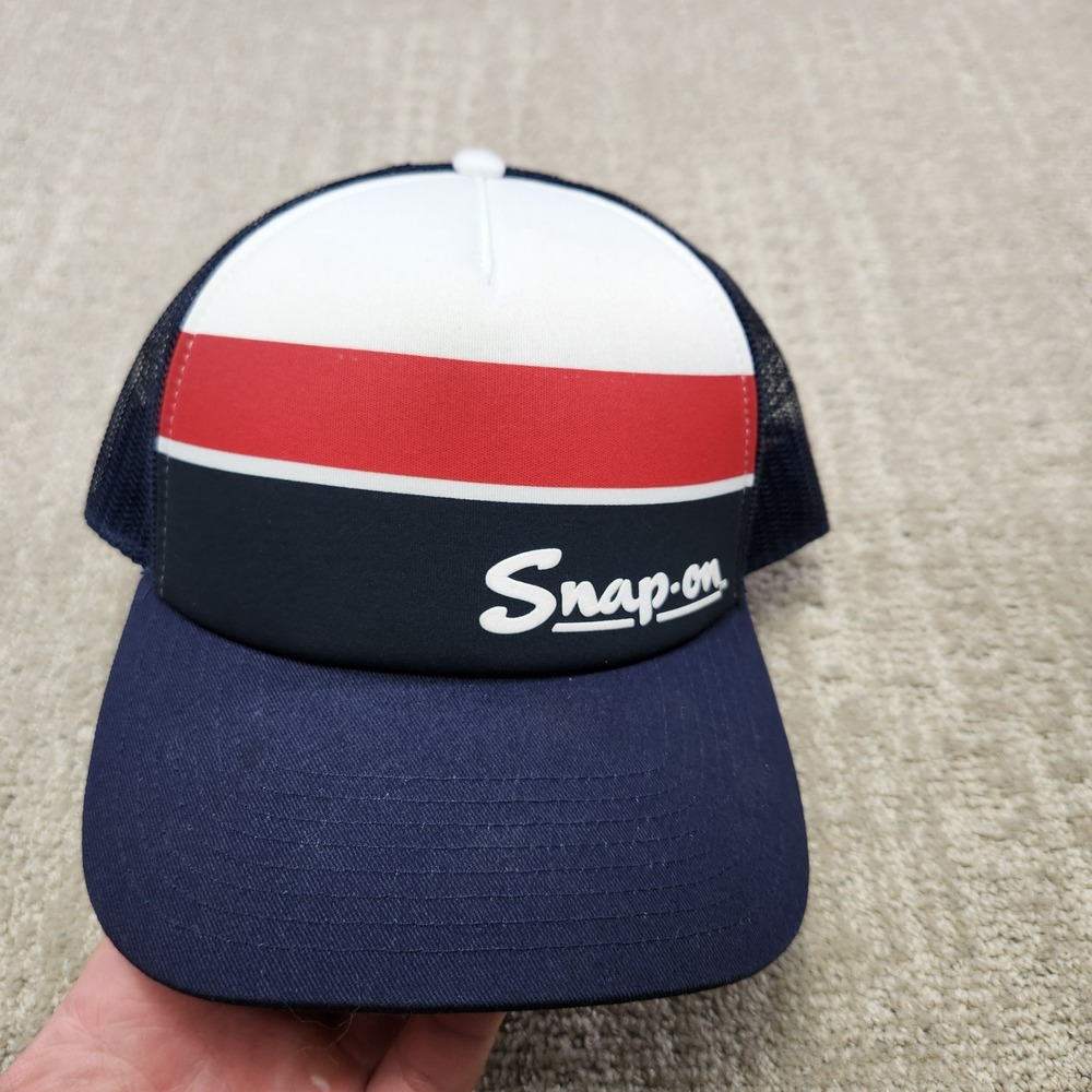 Snap-on Tools Trucker Hat Navy Blue Red White Mesh Snapback Cap 130912 25365